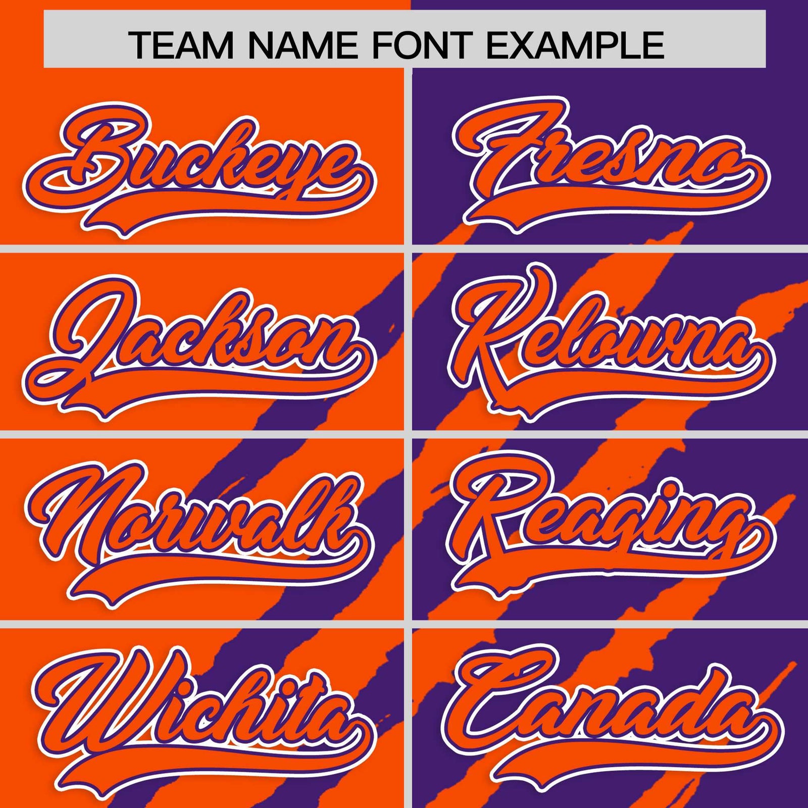 Custom Orange Purple Split Tiger Claw Scratch Pattern Baseball Jersey