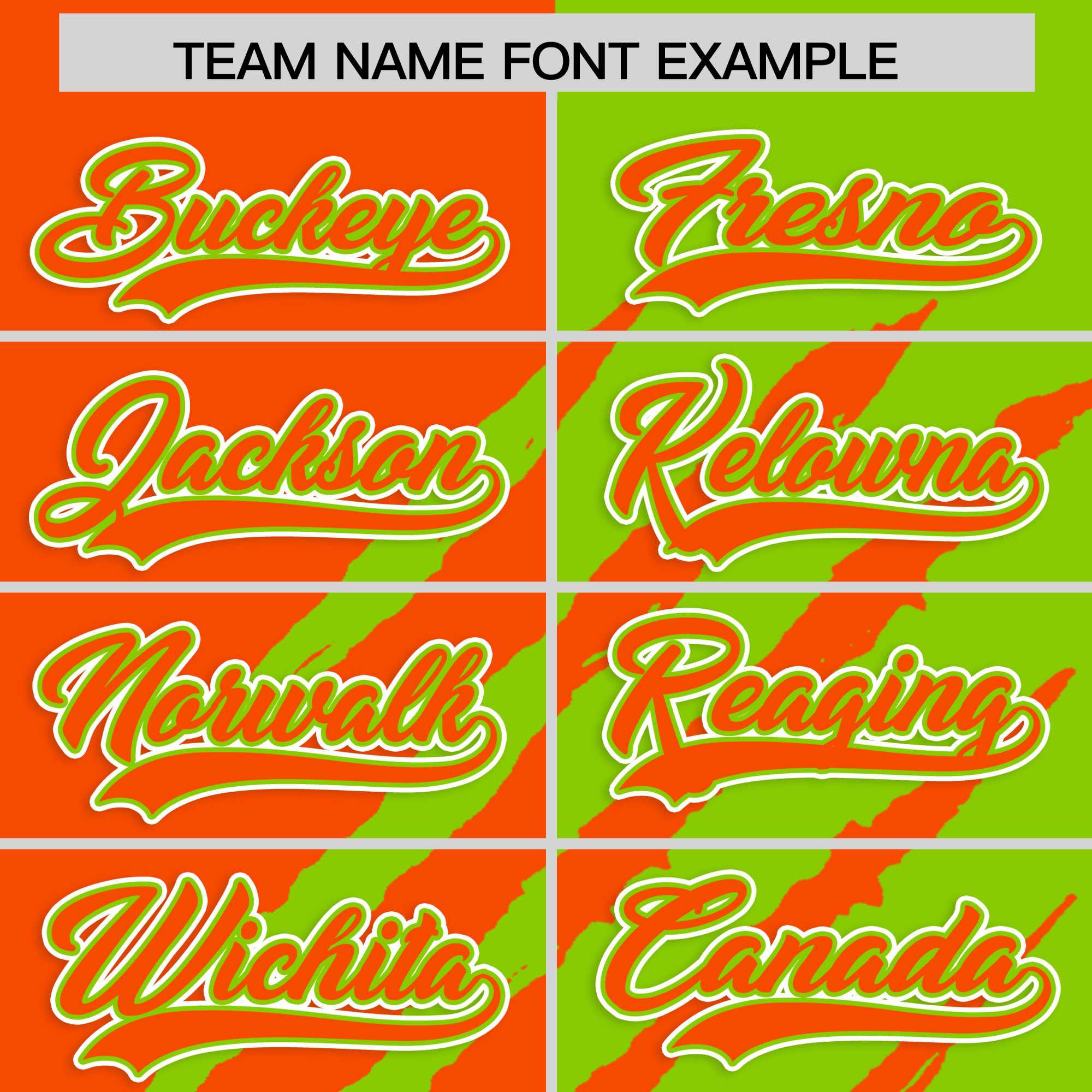 Custom Orange Neon Green Split Tiger Claw Scratch Pattern Baseball Jersey