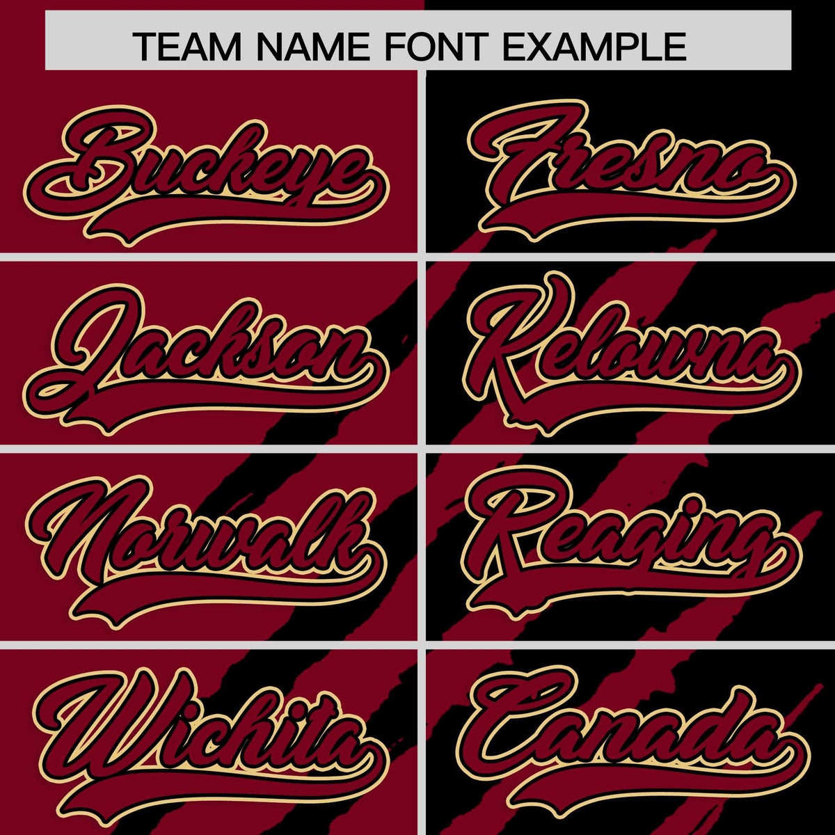 Custom Crimson Black Split Tiger Claw Scratch Pattern Baseball Jersey