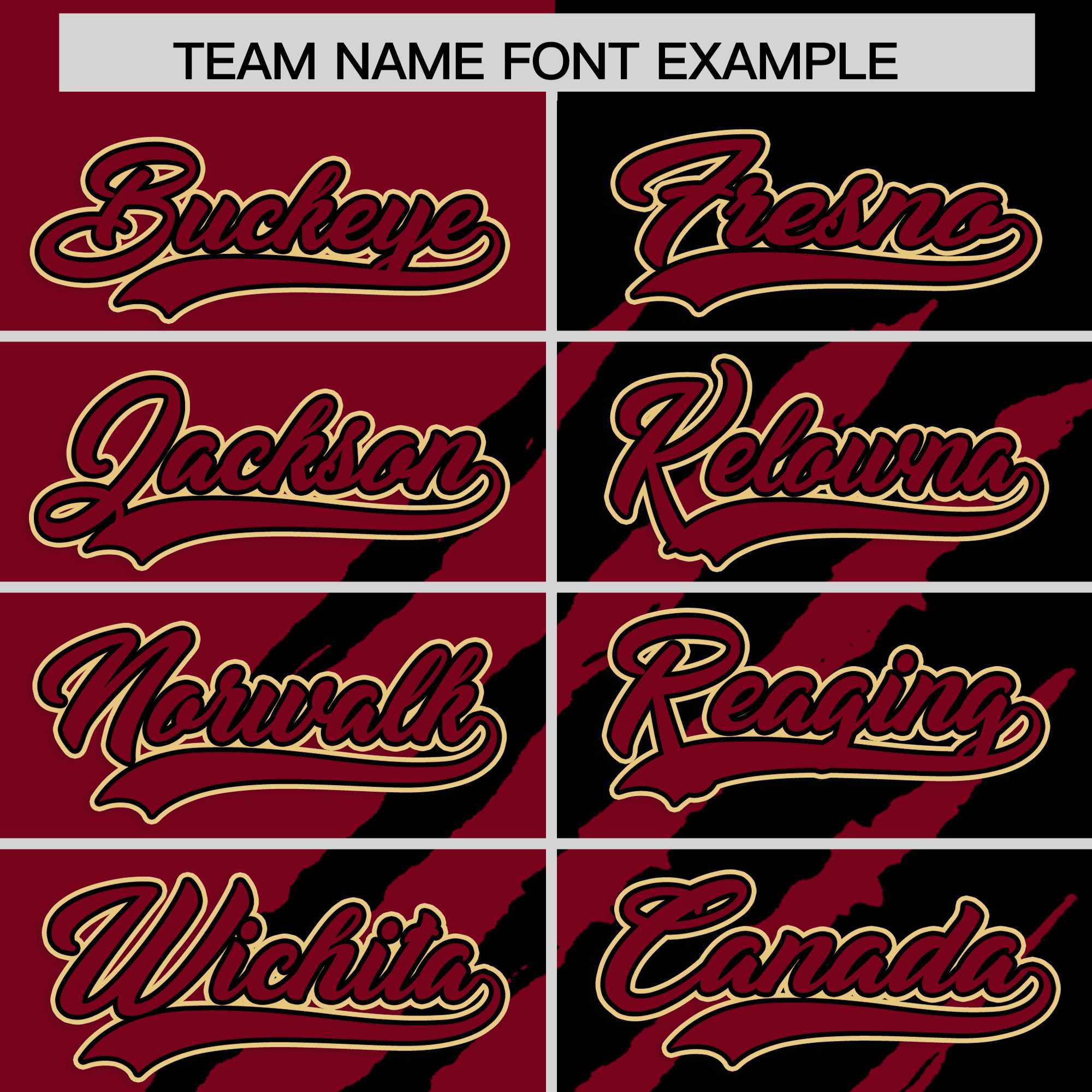 Custom Crimson Black Split Tiger Claw Scratch Pattern Baseball Jersey