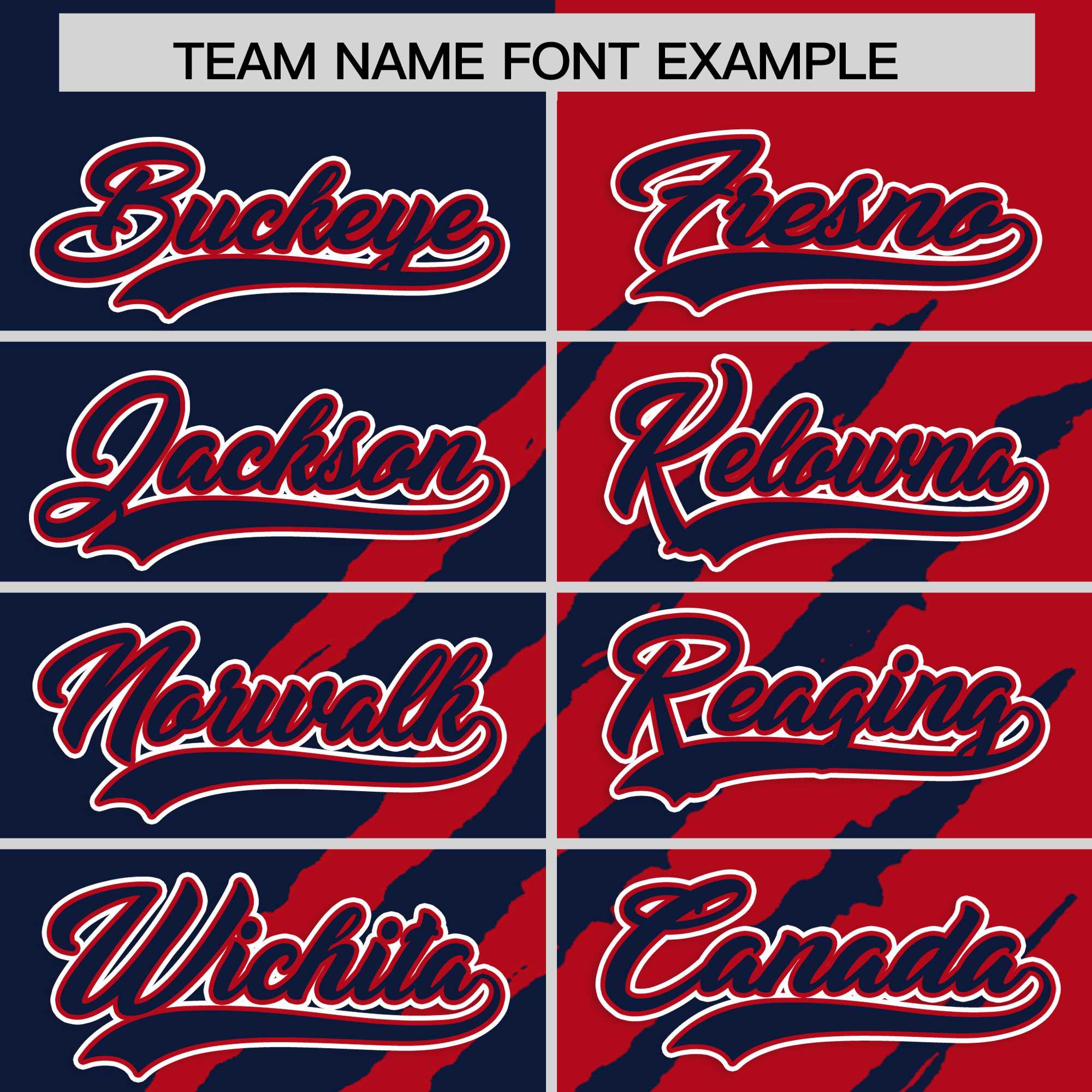 Custom Navy Red Split Tiger Claw Scratch Pattern Baseball Jersey