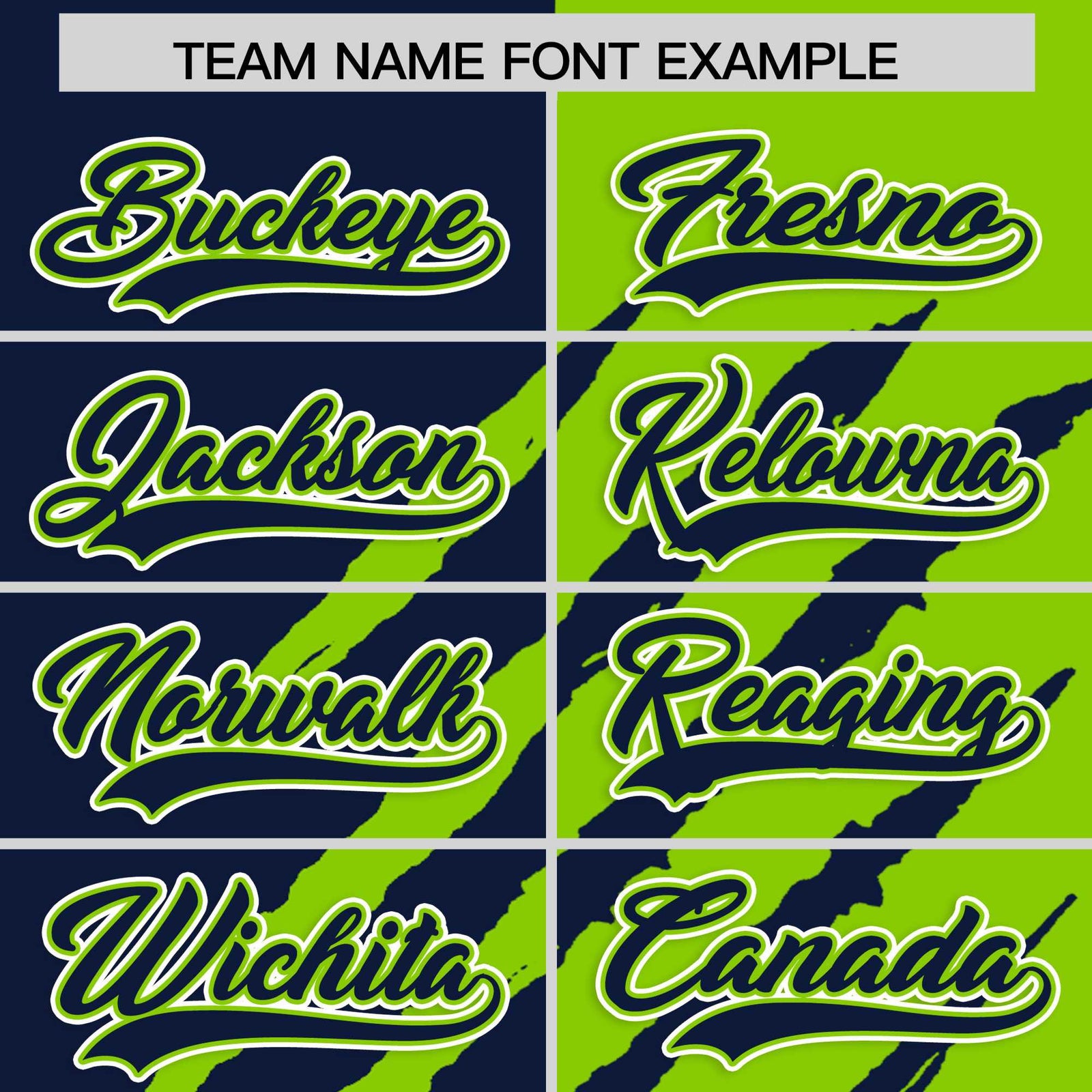 Custom Navy Neon Green Split Tiger Claw Scratch Pattern Baseball Jersey