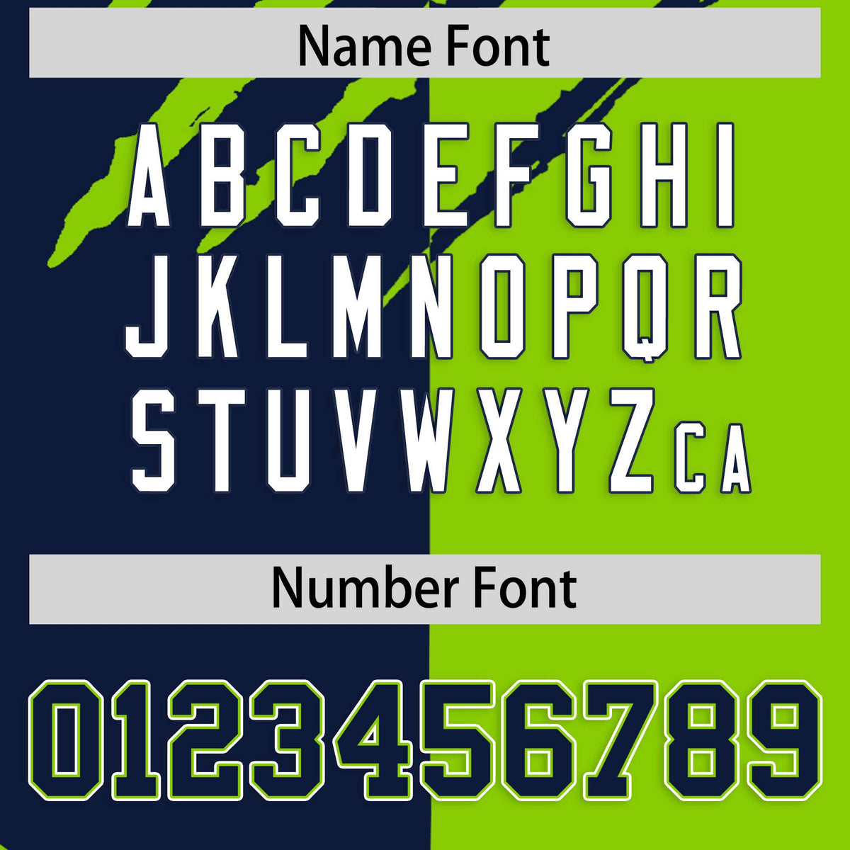 Custom Navy Neon Green Split Tiger Claw Scratch Pattern Baseball Jersey