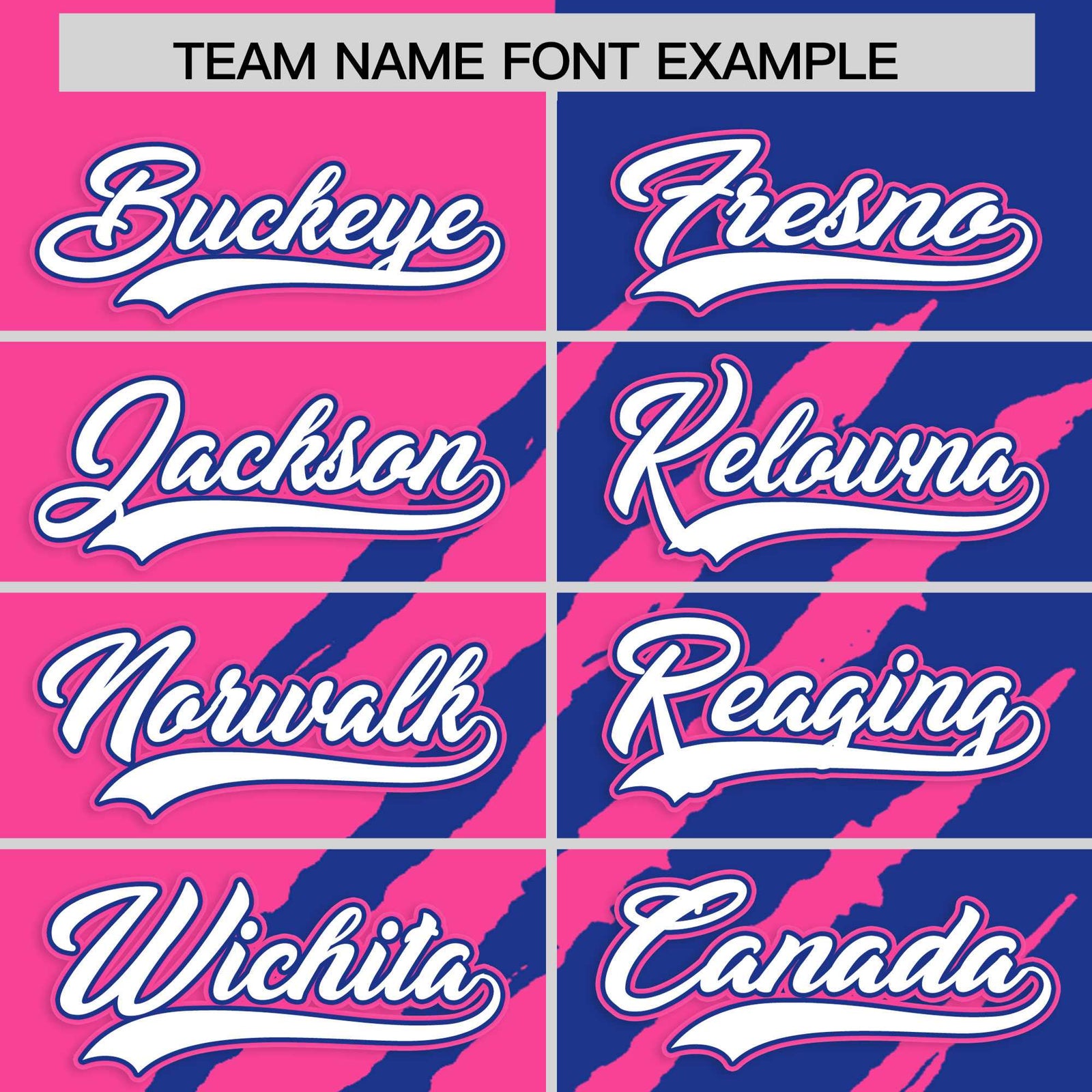 Custom Pink Royal Blue Split Tiger Claw Scratch Pattern Baseball Jersey