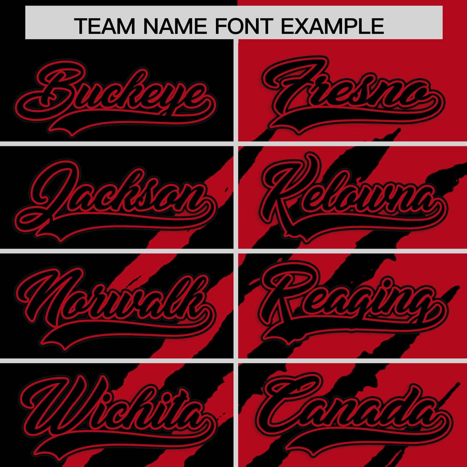 Custom Black Red Split Tiger Claw Scratch Pattern Baseball Jersey