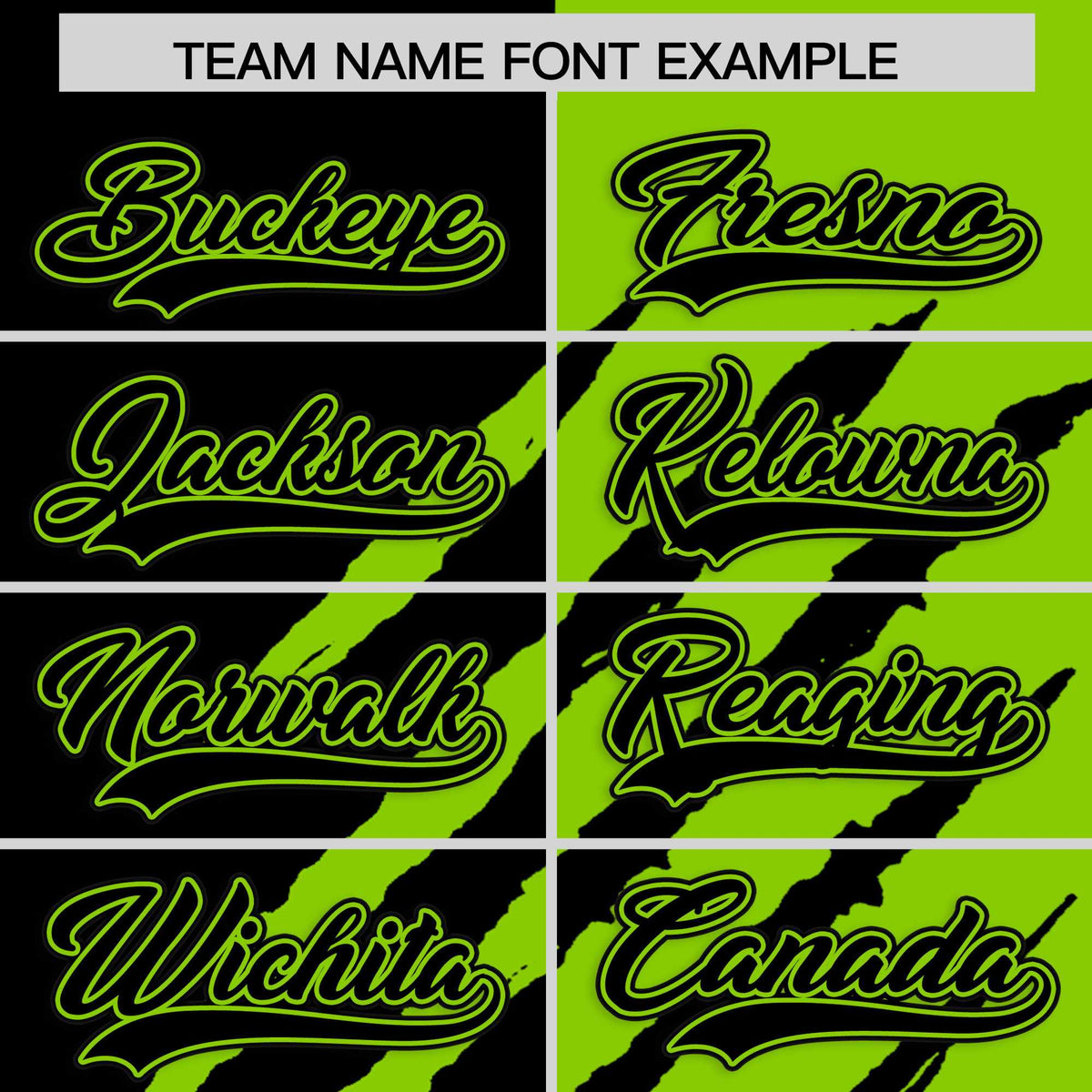 Custom Black Neon Green Split Tiger Claw Scratch Pattern Baseball Jersey