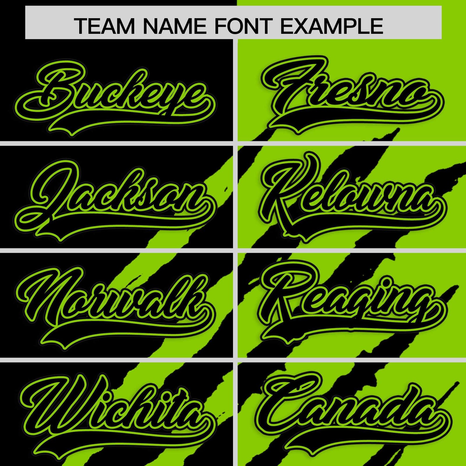 Custom Black Neon Green Split Tiger Claw Scratch Pattern Baseball Jersey