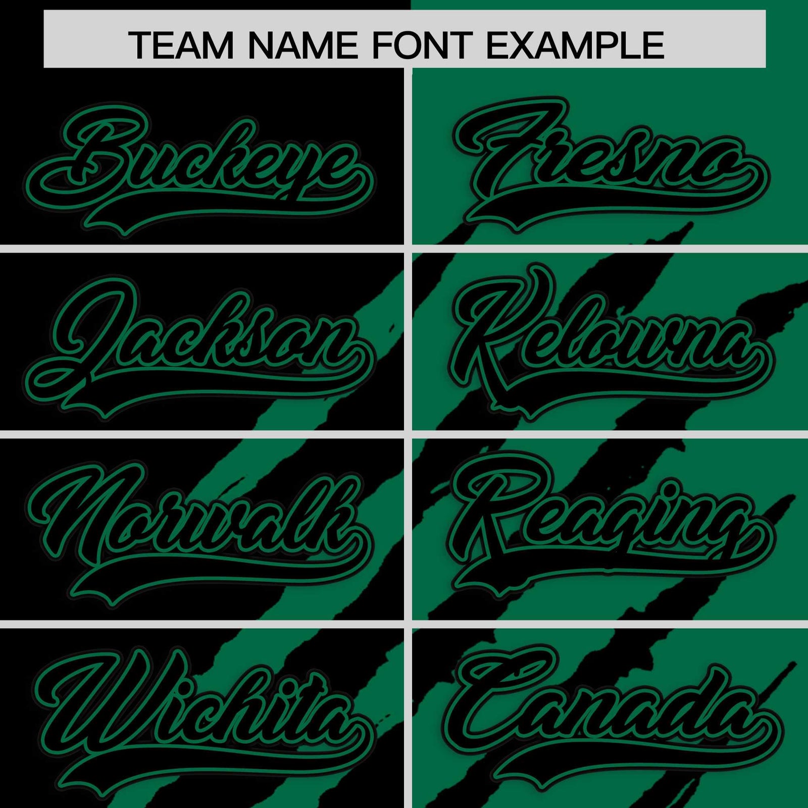 Custom Black Kelly Green Split Tiger Claw Scratch Pattern Baseball Jersey