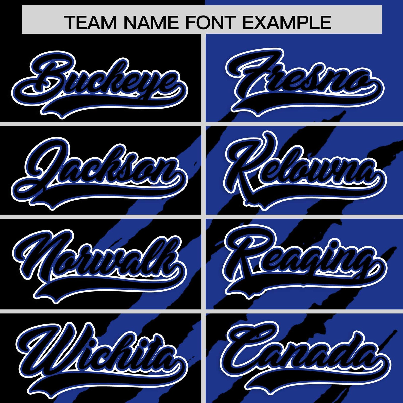 Custom Black Royal Blue Split Tiger Claw Scratch Pattern Baseball Jersey