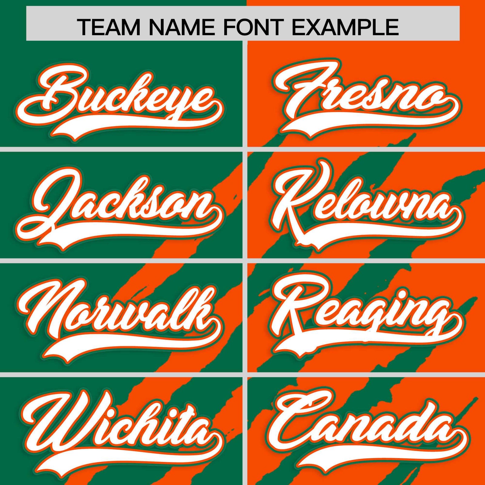 Custom Kelly Green Orange Split Tiger Claw Scratch Pattern Baseball Jersey