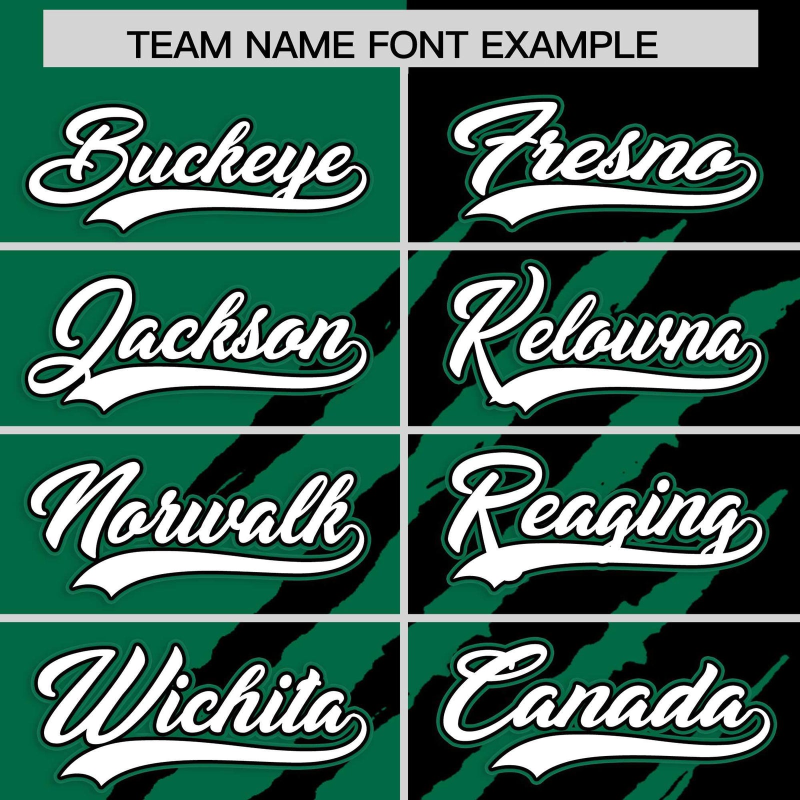 Custom Kelly Green Black Split Tiger Claw Scratch Pattern Baseball Jersey