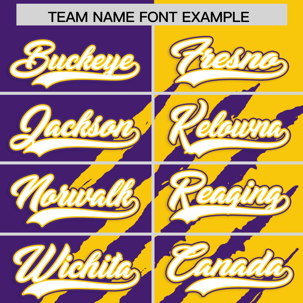 Custom Purple Gold Split Tiger Claw Scratch Pattern Baseball Jersey