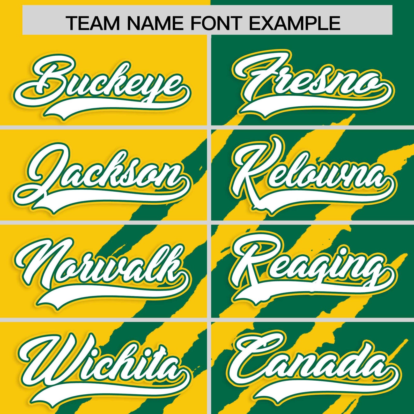 Custom Gold Kelly Green Split Tiger Claw Scratch Pattern Baseball Jersey