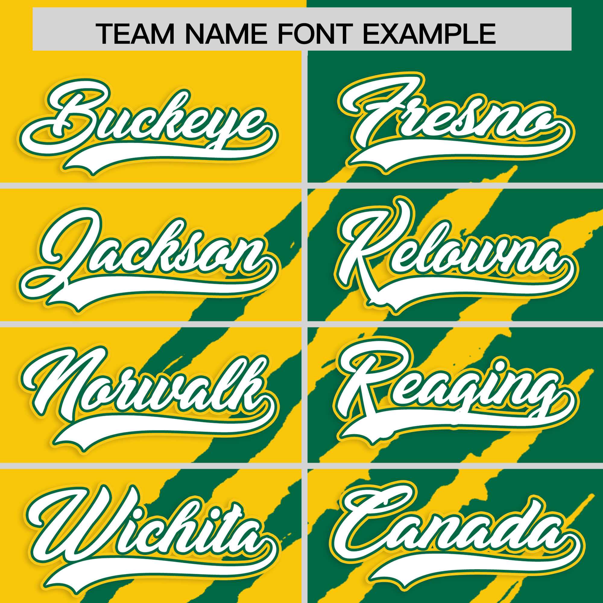 Custom Gold Kelly Green Split Tiger Claw Scratch Pattern Baseball Jersey