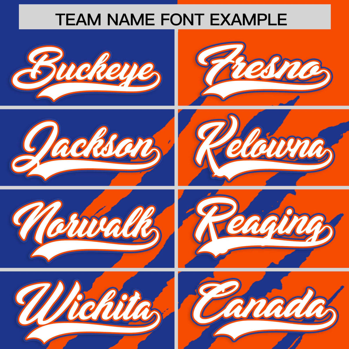 Custom Royal Blue Orange Split Tiger Claw Scratch Pattern Baseball Jersey