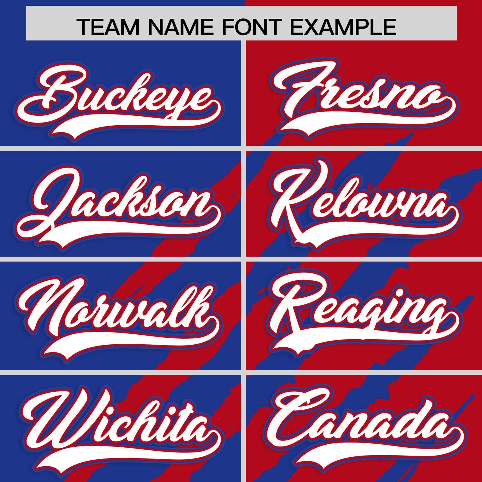 Custom Royal Blue Red Split Tiger Claw Scratch Pattern Baseball Jersey