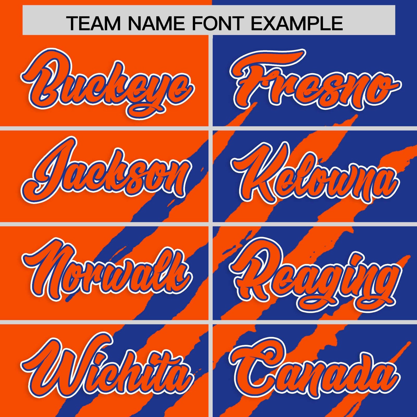 Custom Orange Royal Blue Split Tiger Claw Scratch Pattern Baseball Jersey