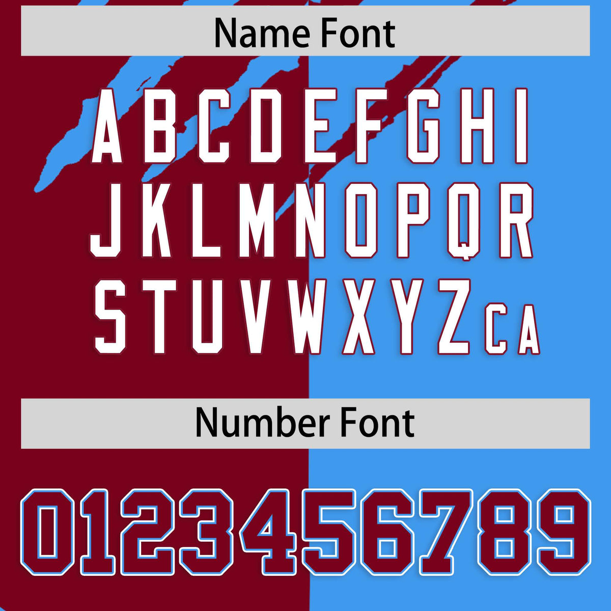 Custom Crimson Powder Blue Split Tiger Claw Scratch Pattern Baseball Jersey