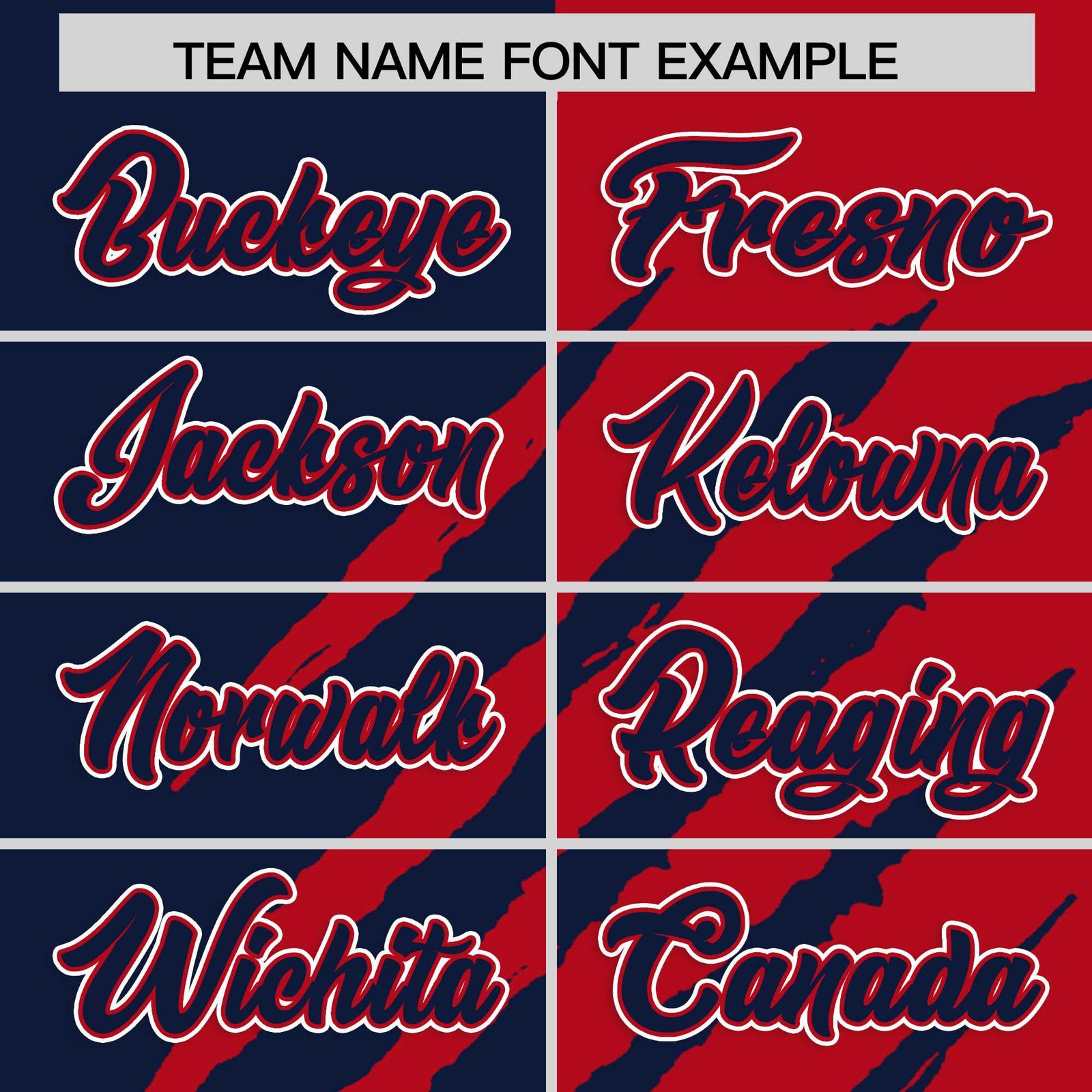 Custom Navy Red Split Tiger Claw Scratch Pattern Baseball Jersey