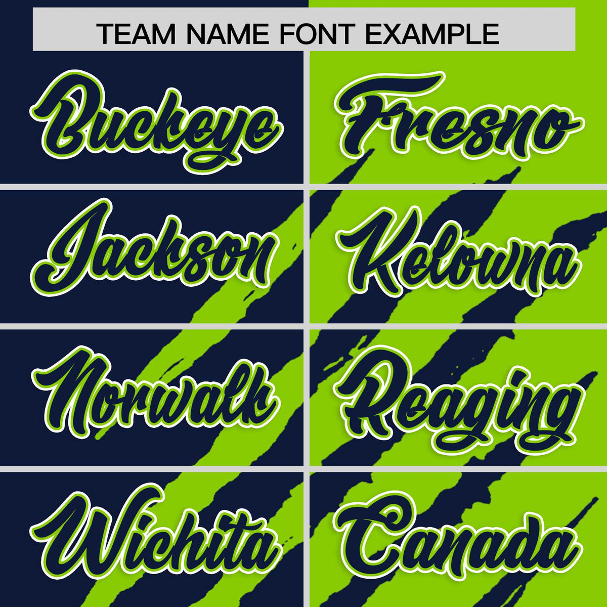 Custom Navy Neon Green Split Tiger Claw Scratch Pattern Baseball Jersey