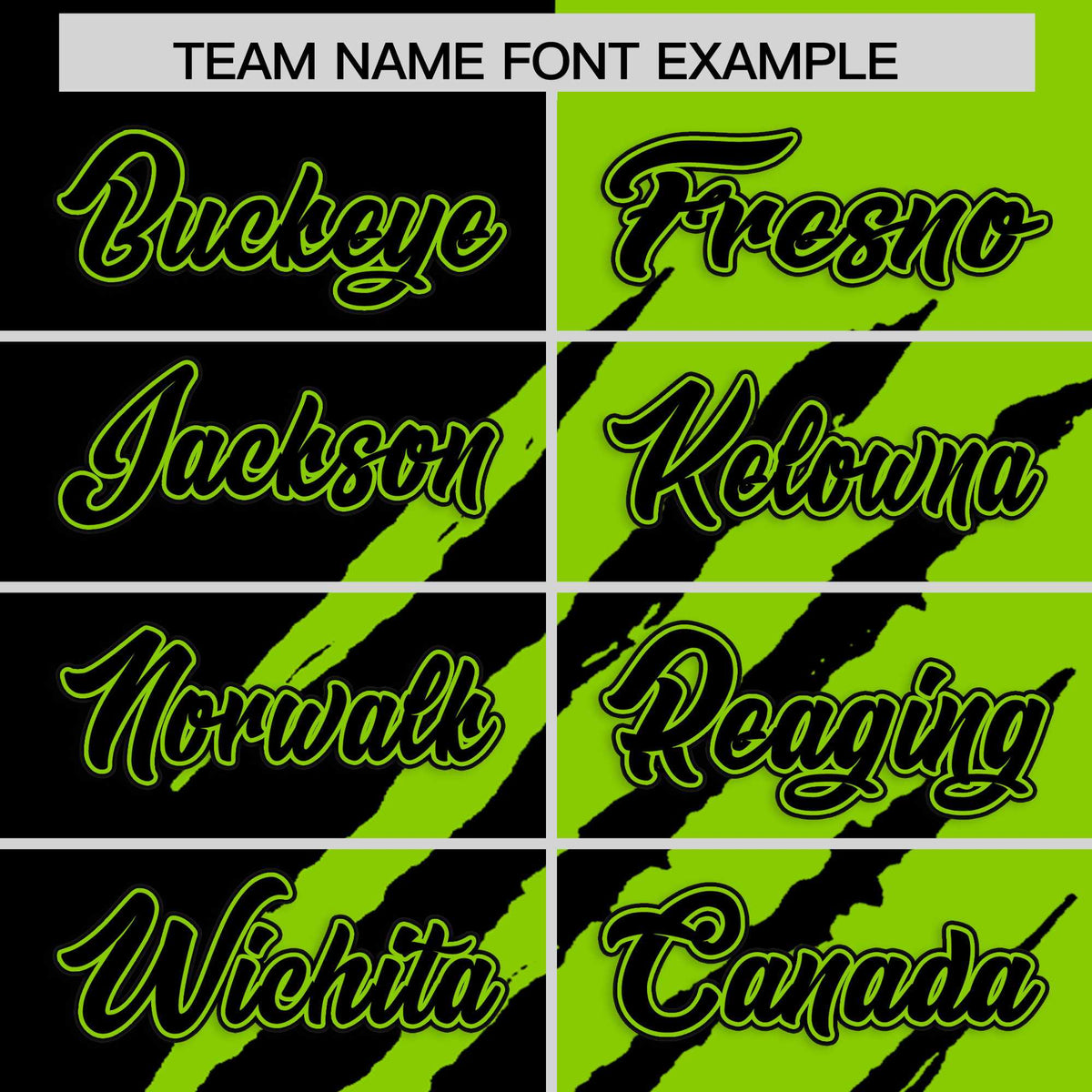 Custom Black Neon Green Split Tiger Claw Scratch Pattern Baseball Jersey