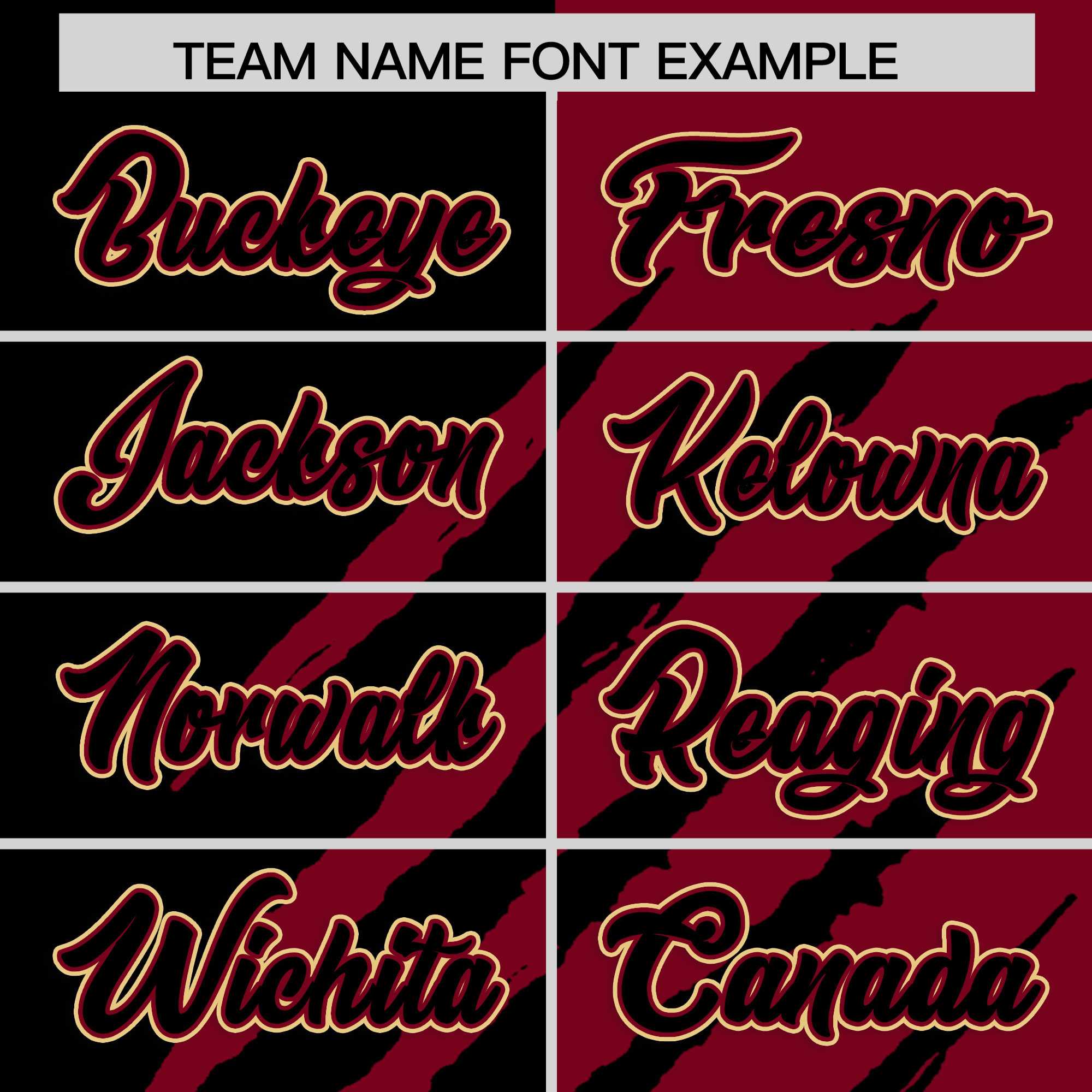 Custom Black Crimson Split Tiger Claw Scratch Pattern Baseball Jersey