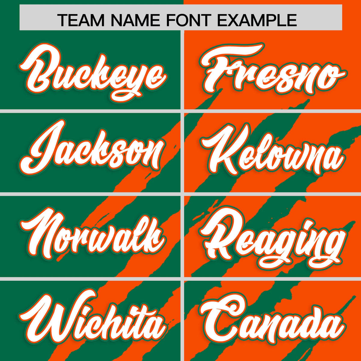 Custom Kelly Green Orange Split Tiger Claw Scratch Pattern Baseball Jersey