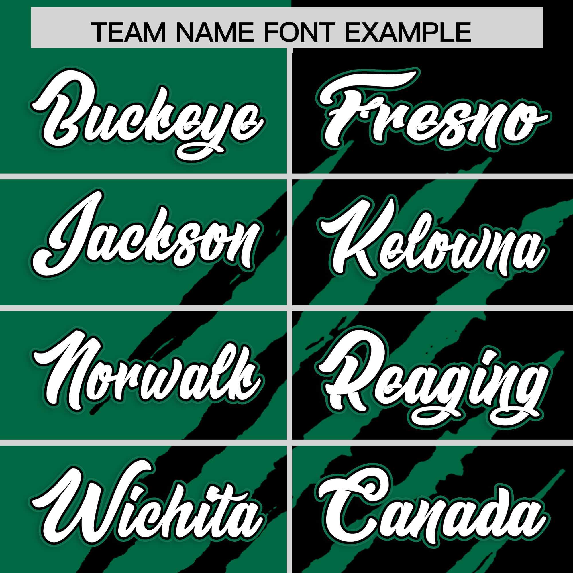 Custom Kelly Green Black Split Tiger Claw Scratch Pattern Baseball Jersey