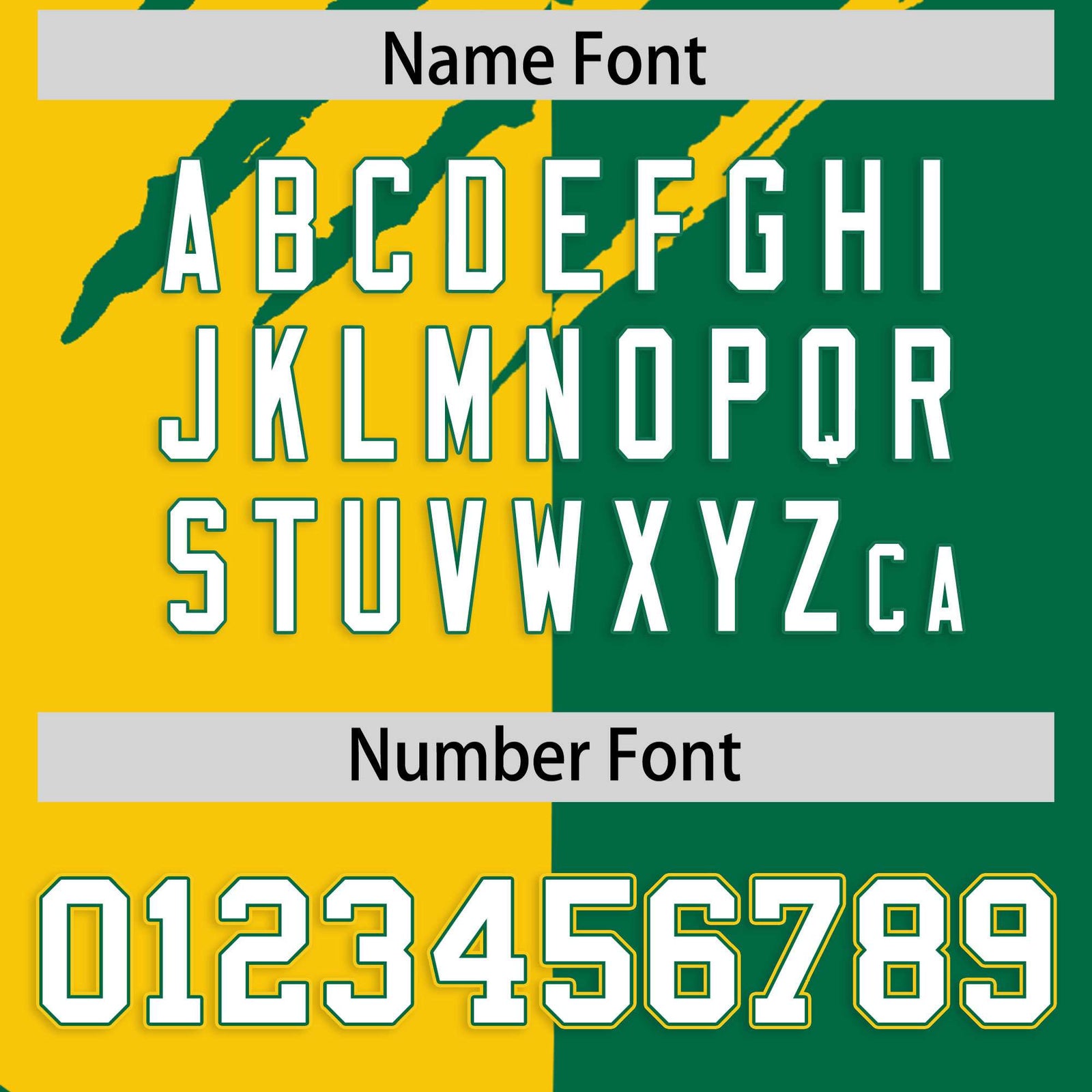 Custom Gold Kelly Green Split Tiger Claw Scratch Pattern Baseball Jersey