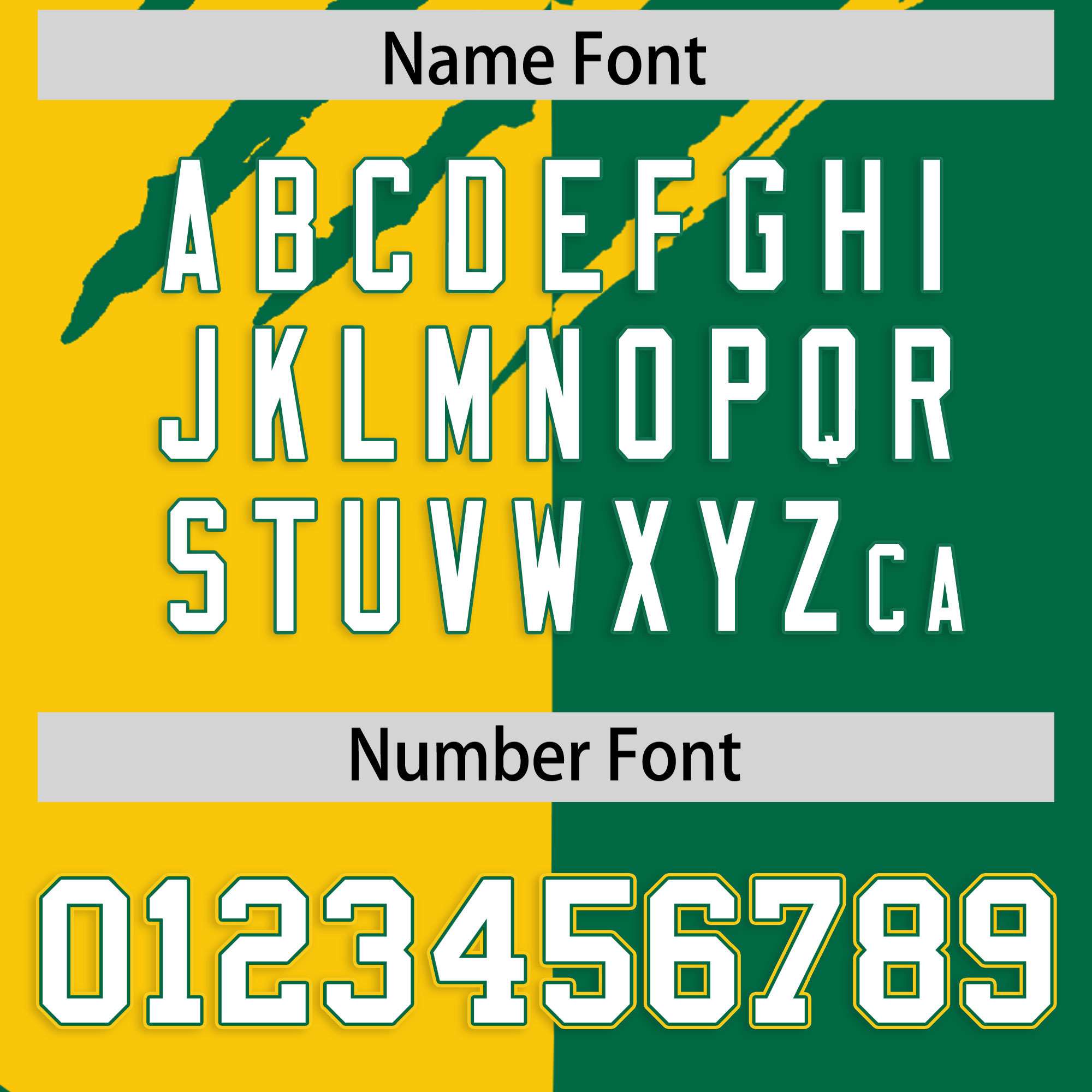 Custom Gold Kelly Green Split Tiger Claw Scratch Pattern Baseball Jersey