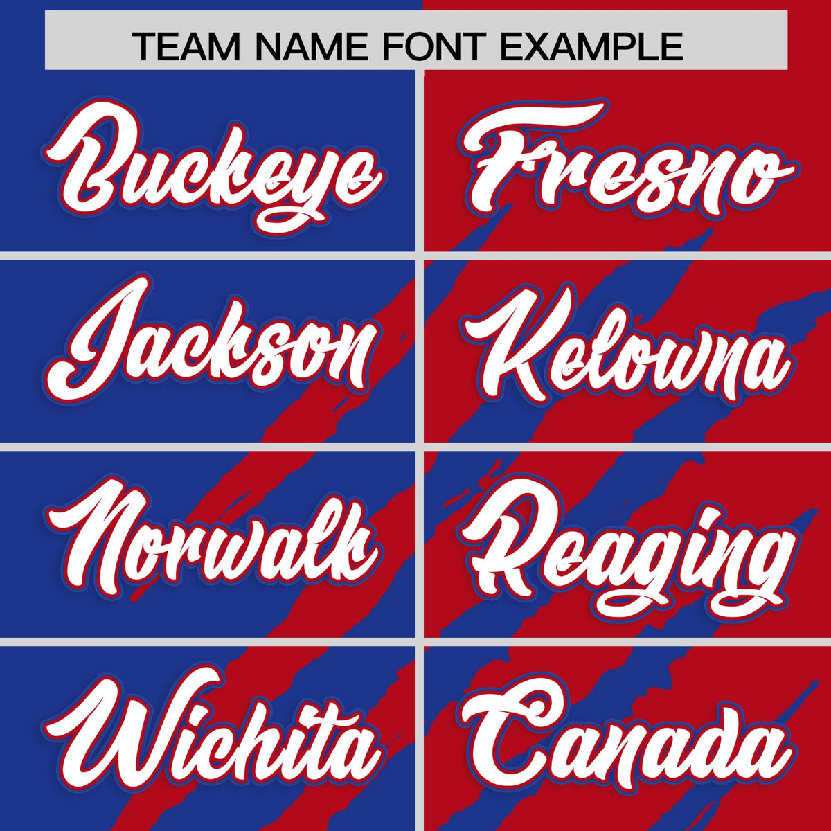 Custom Royal Blue Red Split Tiger Claw Scratch Pattern Baseball Jersey