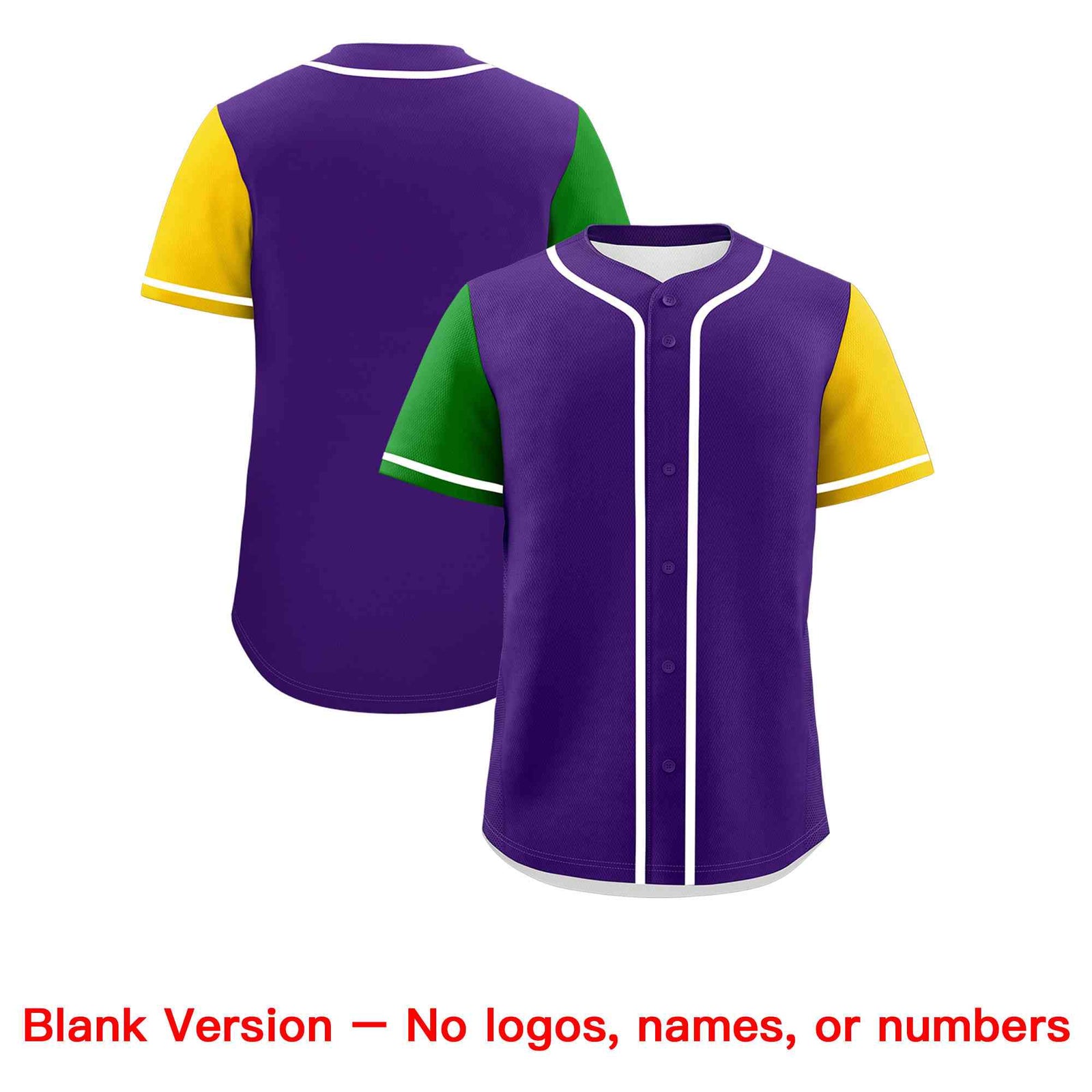 Custom Purple Kelly Green Gold Personalization Mardi Gras Authentic Baseball Jersey| KXKSHOP