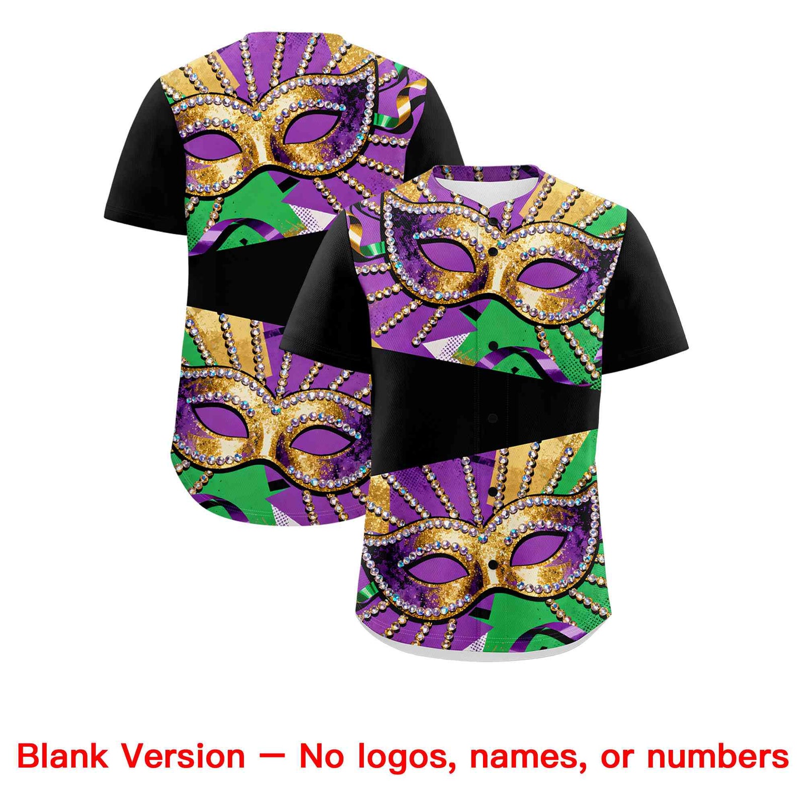 Custom Black Gold Purple Personalization Mardi Gras Authentic Baseball Jersey| KXKSHOP