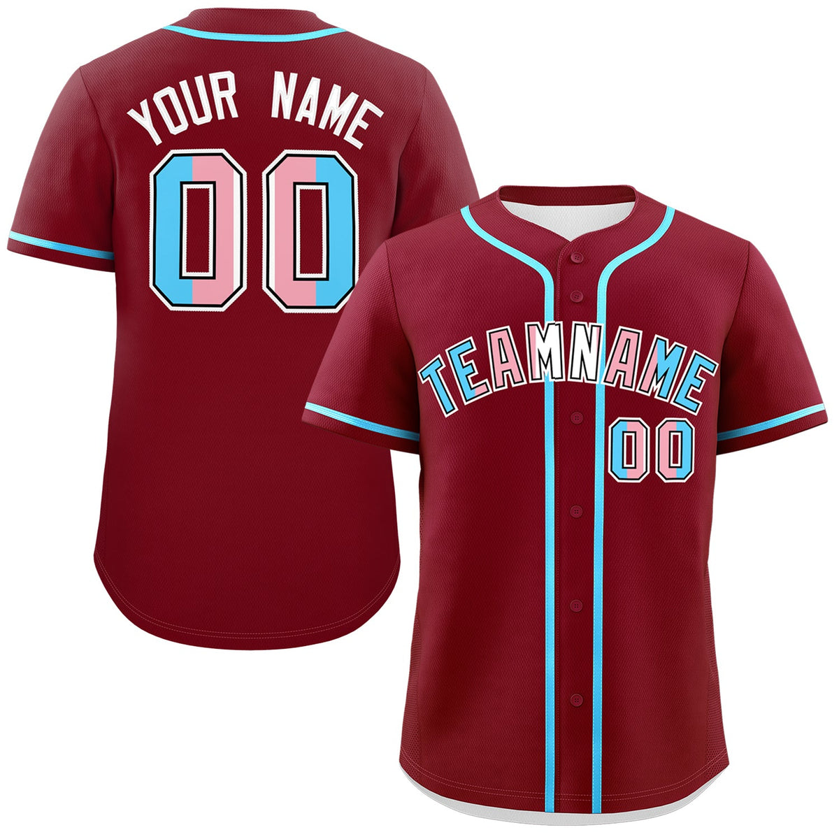 Custom Crimson Powder Blue Transgender For Pride Month Classic Style Baseball Jersey| KXKSHOP