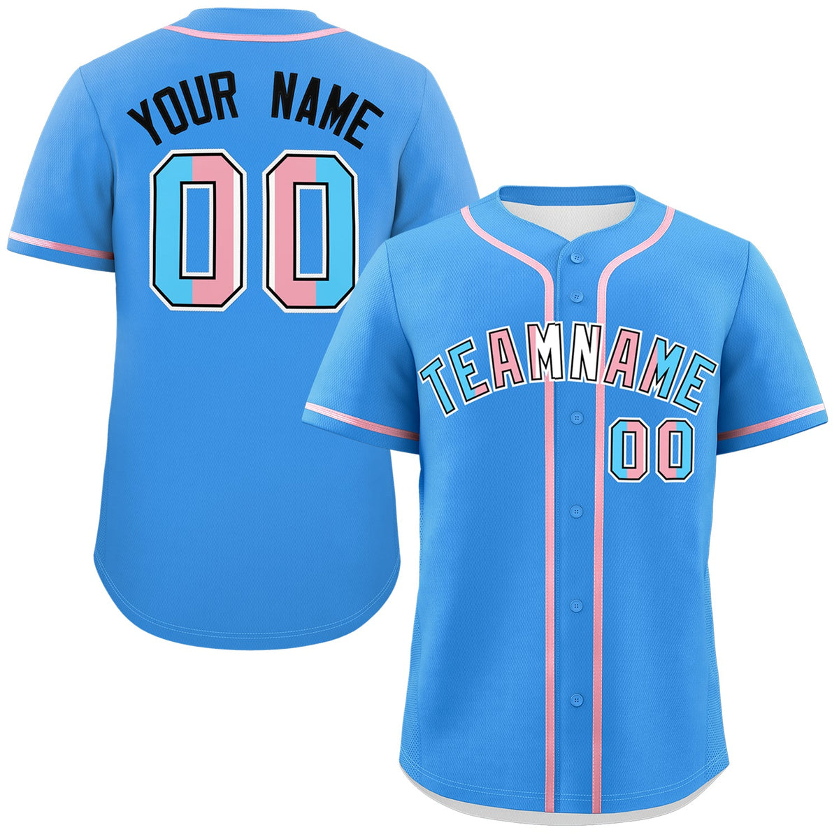 Custom Powder Blue Black Transgender For Pride Month Classic Style Baseball Jersey| KXKSHOP