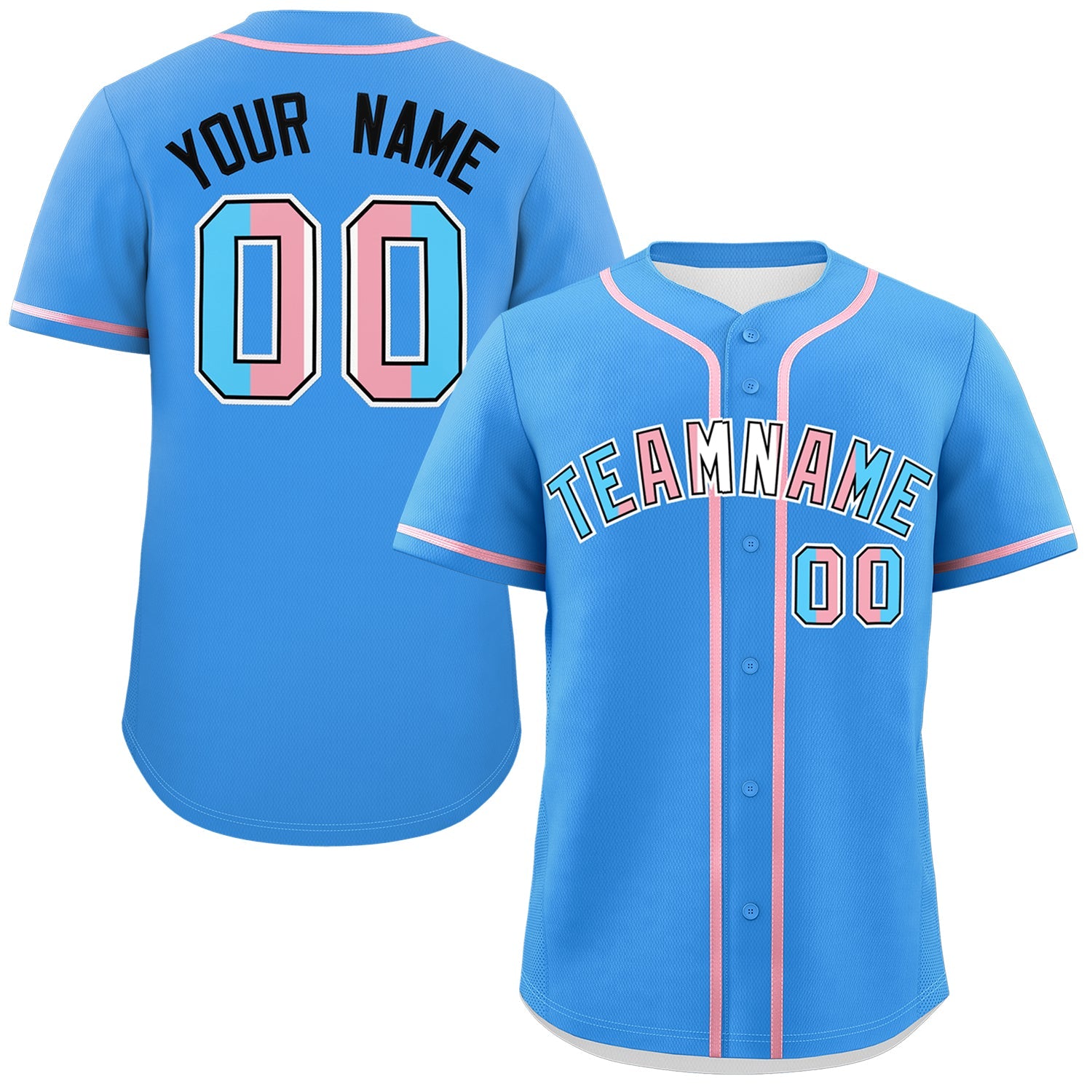 Custom Powder Blue Black Transgender For Pride Month Classic Style Baseball Jersey| KXKSHOP