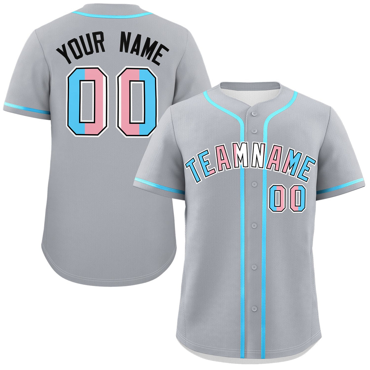 Custom Gray Powder Blue Transgender For Pride Month Classic Style Baseball Jersey| KXKSHOP