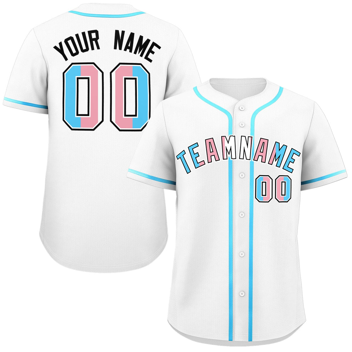 Custom White Powder Blue Transgender For Pride Month Classic Style Baseball Jersey| KXKSHOP