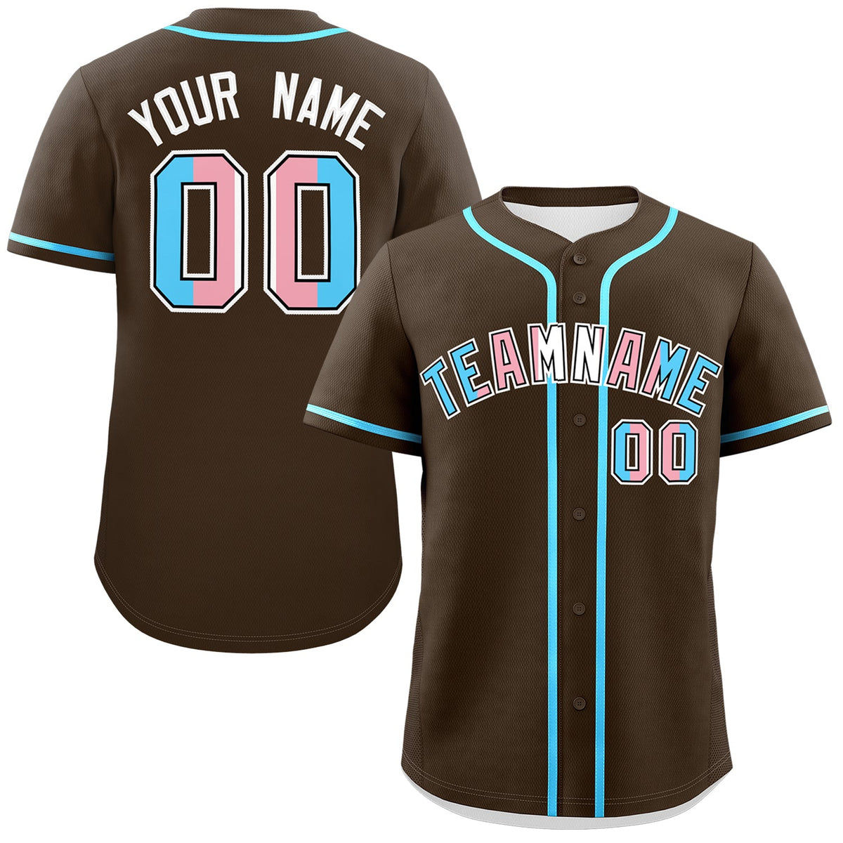 Custom Brown Powder Blue Transgender For Pride Month Classic Style Baseball Jersey| KXKSHOP