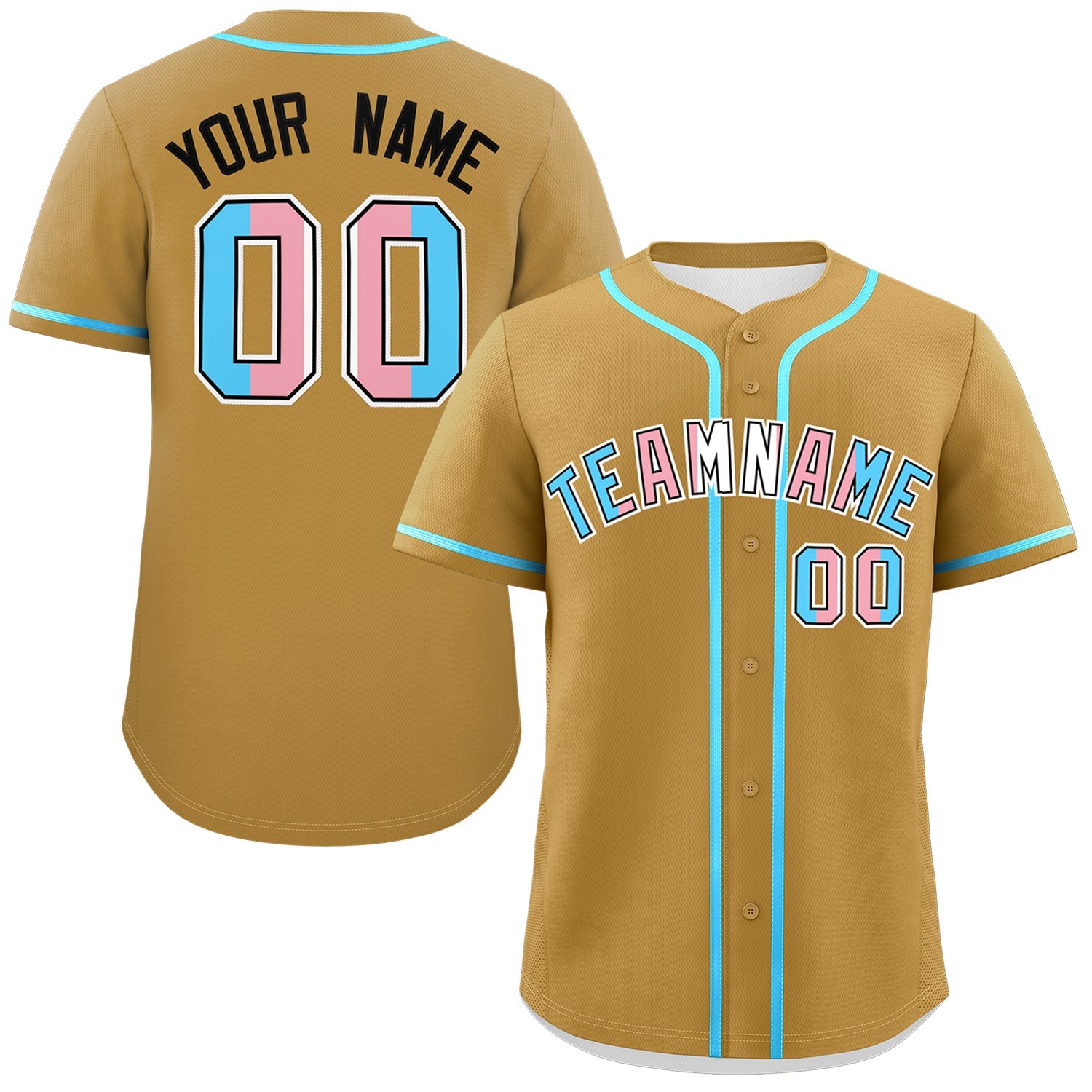 Custom Old Gold Powder Blue Transgender For Pride Month Classic Style Baseball Jersey| KXKSHOP