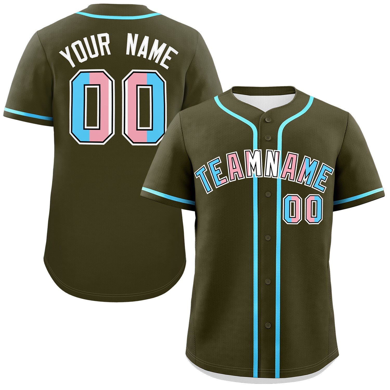 Custom Olive Powder Blue Transgender For Pride Month Classic Style Baseball Jersey| KXKSHOP