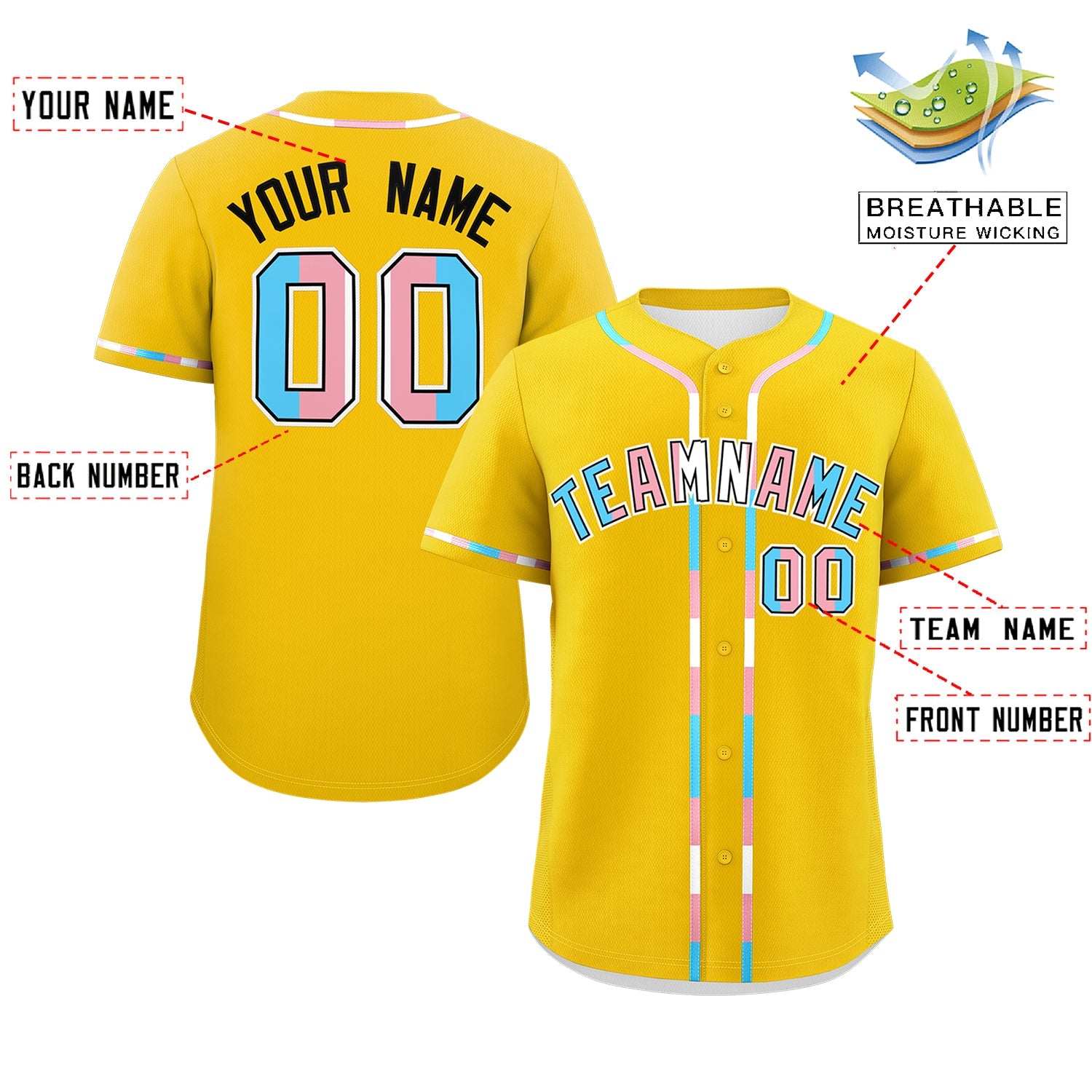 Custom Gold Transgender For Pride Month Classic Style Baseball Jersey| KXKSHOP