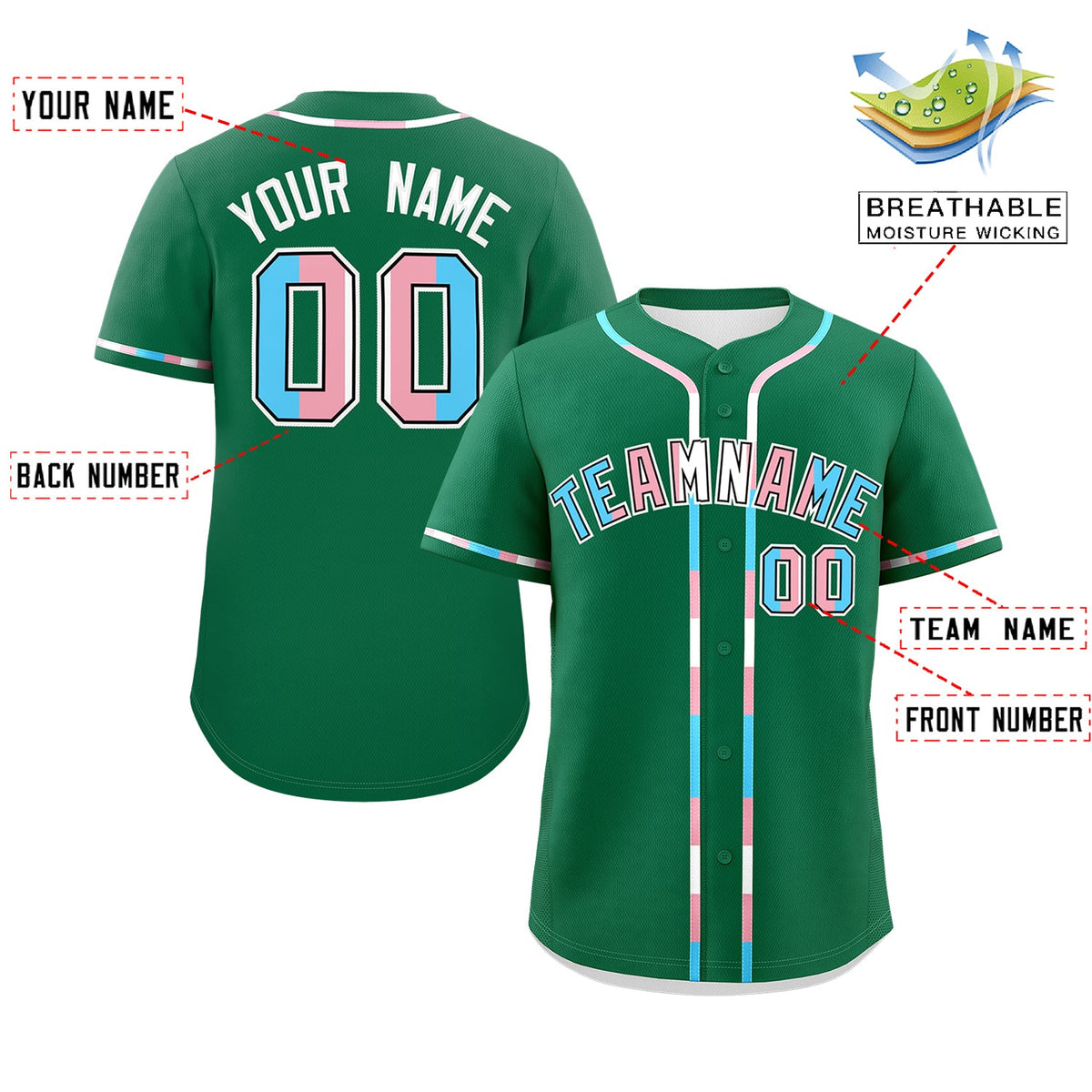 Custom Kelly Green Transgender For Pride Month Classic Style Baseball Jersey| KXKSHOP