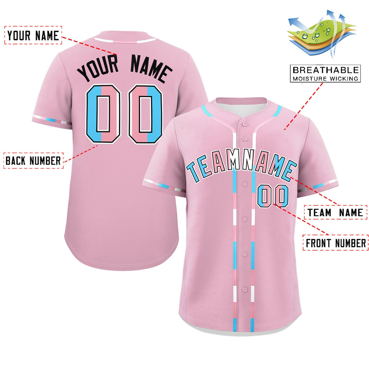 Custom Light Pink Transgender For Pride Month Classic Style Baseball Jersey| KXKSHOP