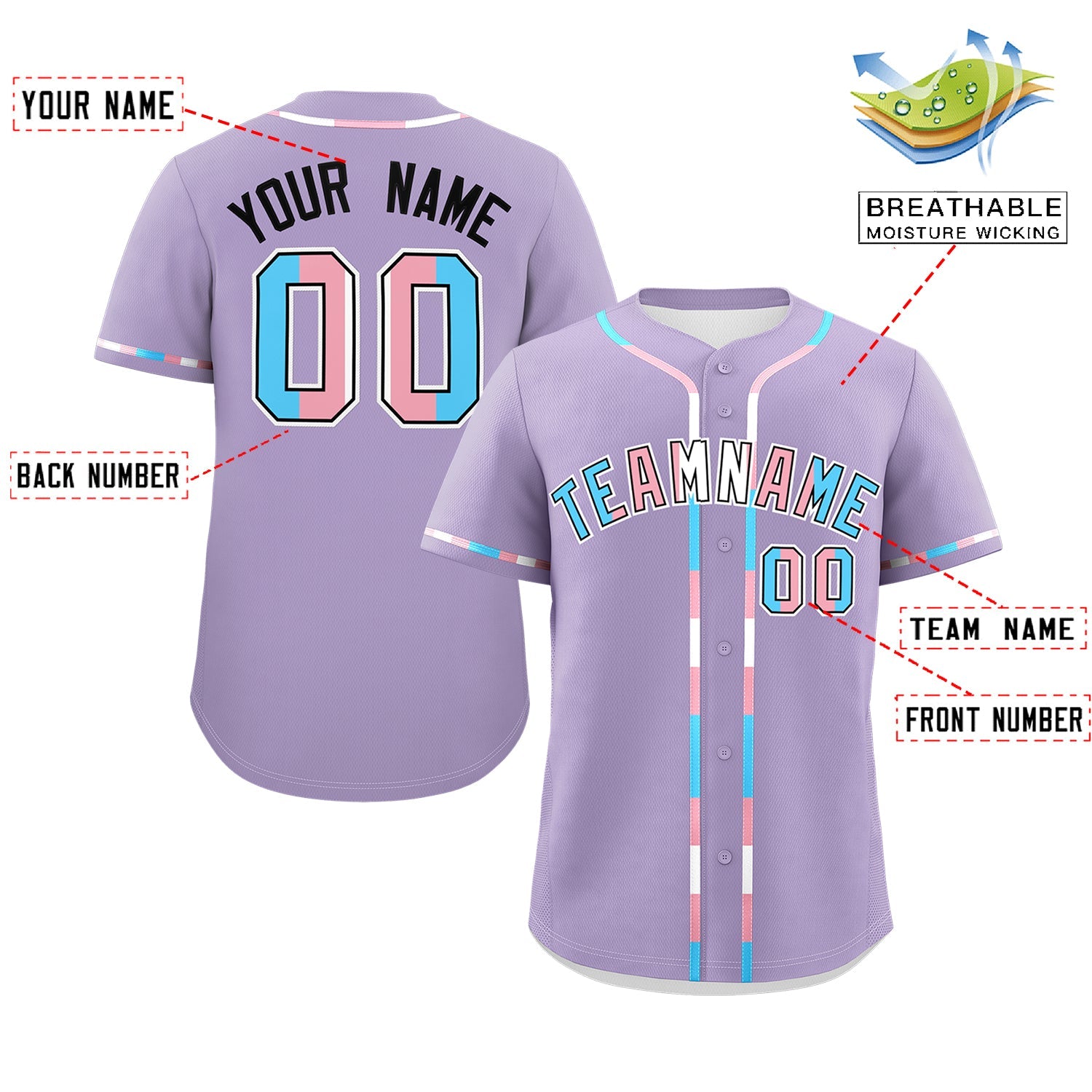 Custom Light Purple Transgender For Pride Month Classic Style Baseball Jersey| KXKSHOP