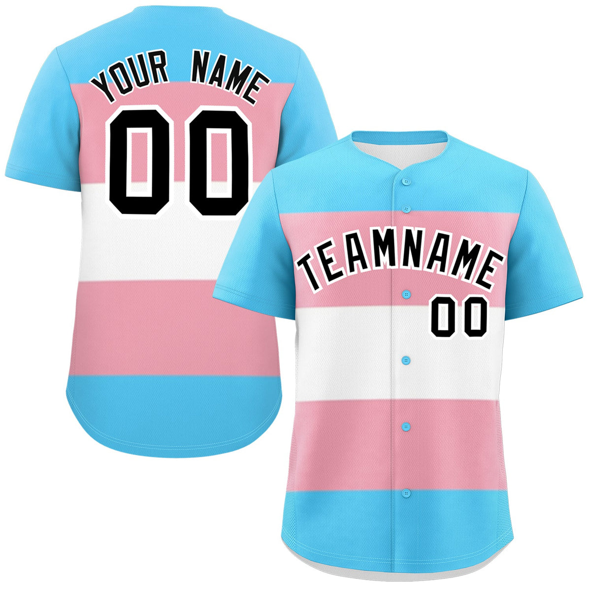 Custom Light Pink Blue White Transgender For Pride Month Classic Style Baseball Jersey| KXKSHOP