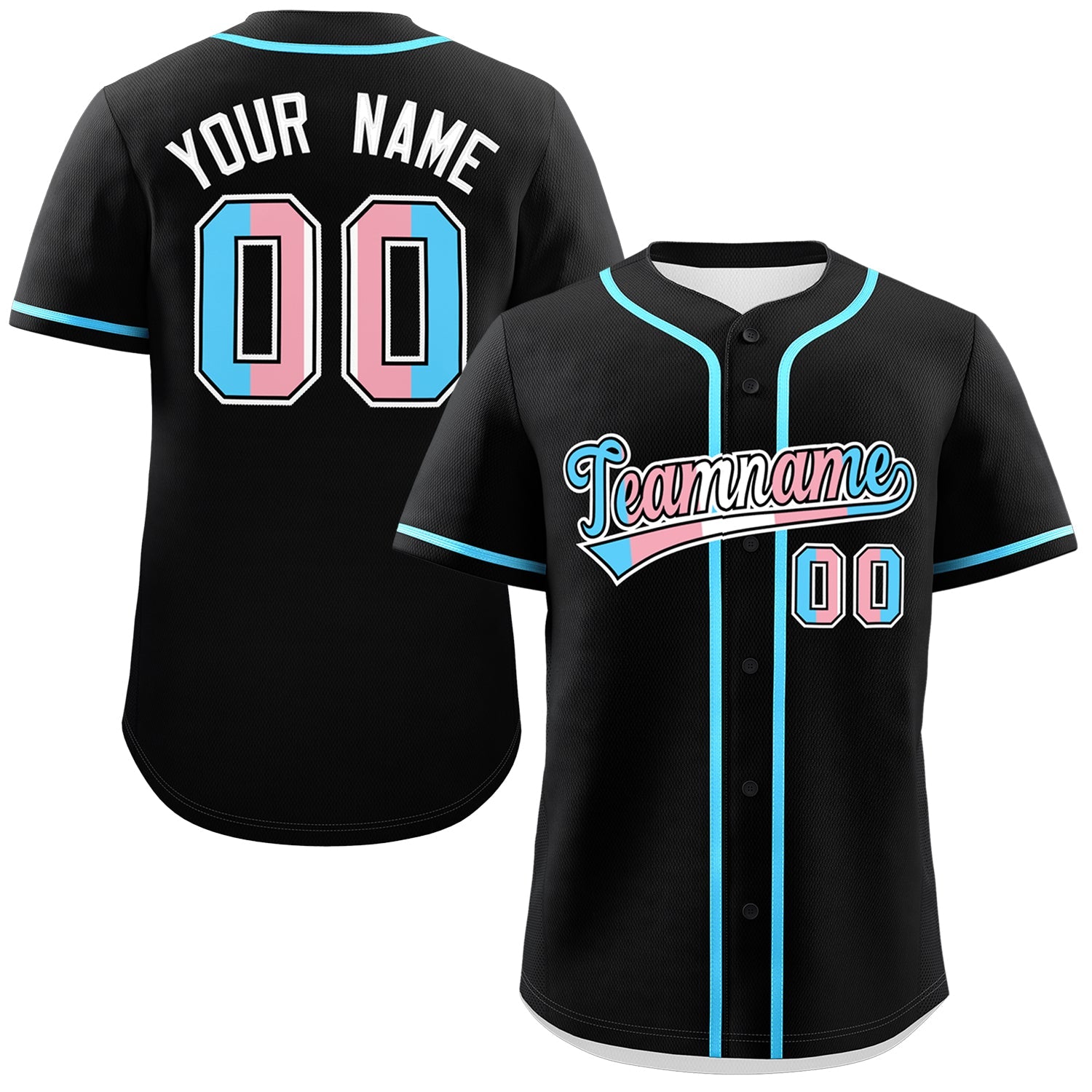 Custom Black Powder Blue Transgender For Pride Month Classic Style Baseball Jersey| KXKSHOP