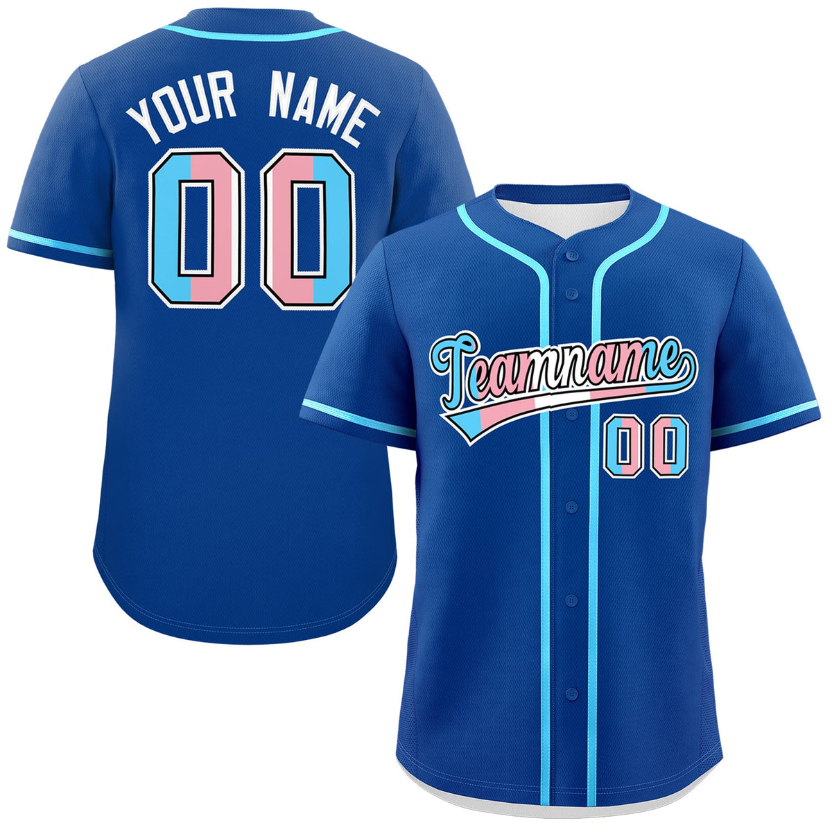 Custom Royal Blue Powder Blue Transgender For Pride Month Classic Style Baseball Jersey| KXKSHOP