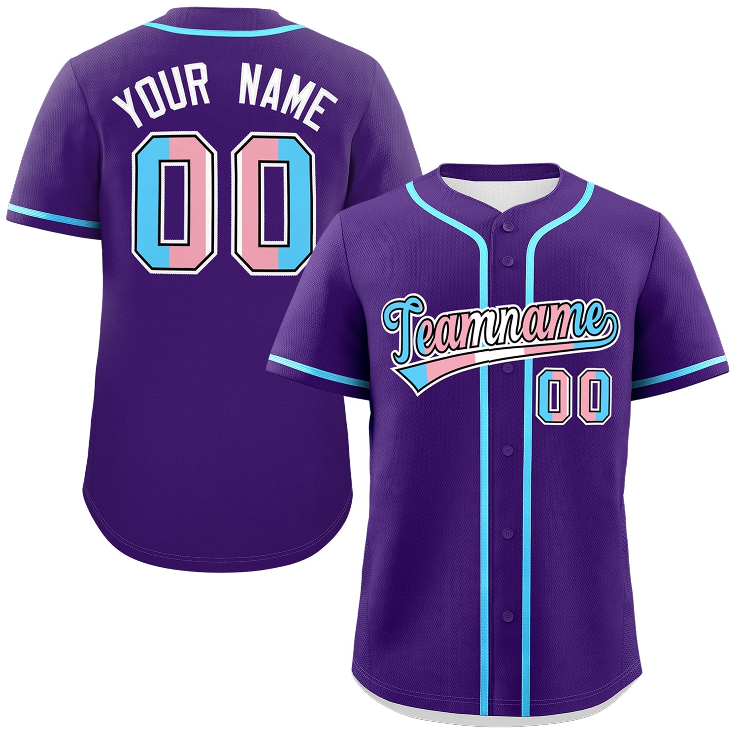 Custom Purple Powder Blue Transgender For Pride Month Classic Style Baseball Jersey| KXKSHOP