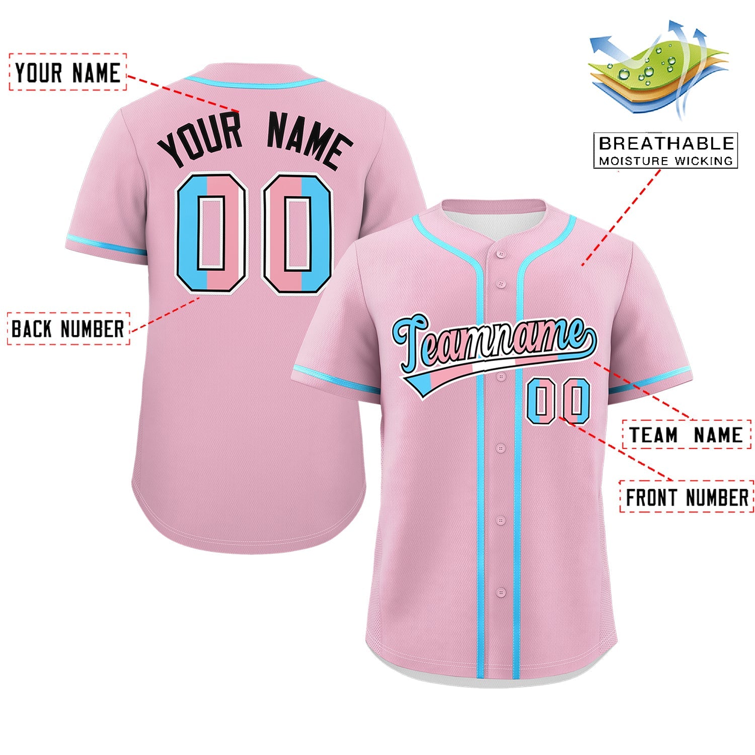 Custom Light Pink Powder Blue Transgender For Pride Month Classic Style Baseball Jersey| KXKSHOP